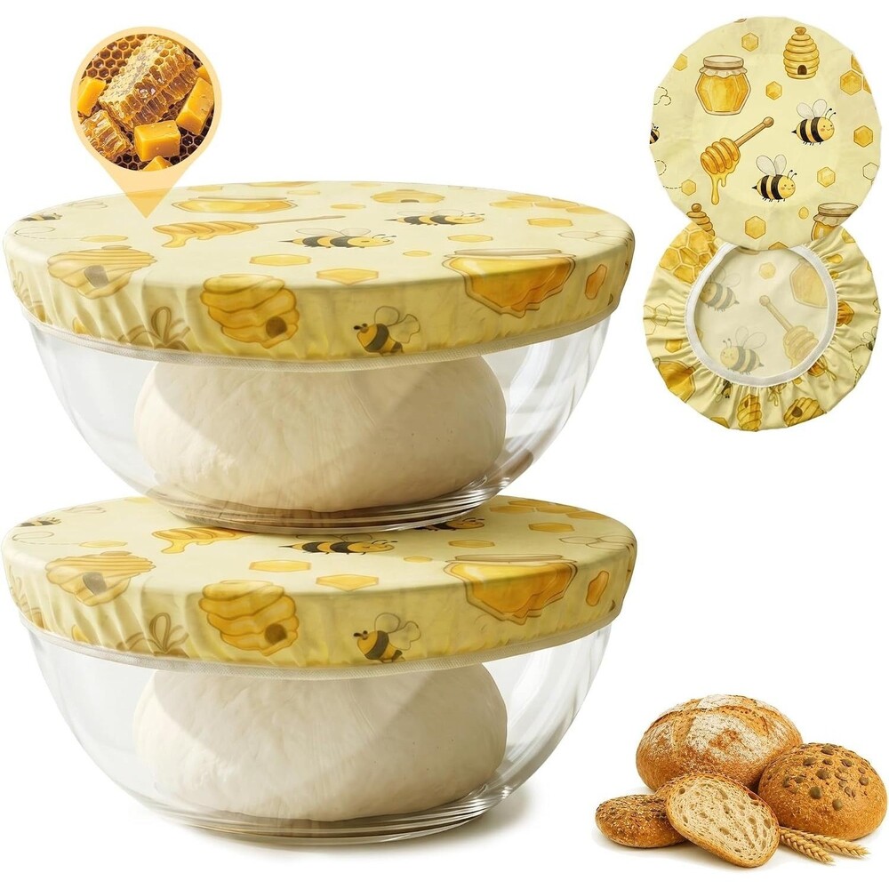 2 Pack Beeswax Bowl Covers Elastic Reusable Bread Dough Sourdough Proofing Lids